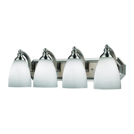 Elk Lighting Vanity 4-Light Wall Lamp in Satin Nickel with Simple White Glass 570-4N-WH